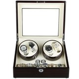 Cutie intors ceasuri automatice iUni, Watch Winder 4 + 6 spatii depozitare Mahon-Crem